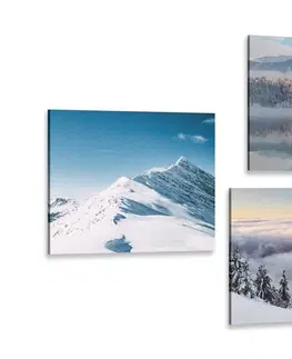 Sestavy obrazů Set obrazů zasněžené hory