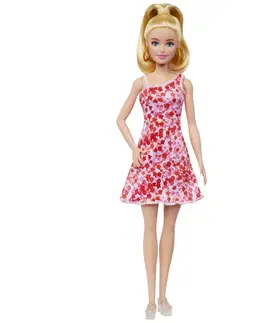 Hračky panenky MATTEL - Barbie modelka - růžové květinové šaty