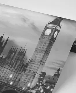 Samolepící tapety Samolepící fototapeta noční černobílý Big Ben v Londýně