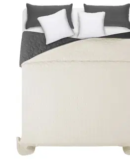 Jednobarevné přehozy na postel Kvalitní tmavě šedé přehozy na manželskou postel se vzorem diamantu 220 x 240 cm