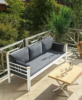 Zahradní židle a křesla Zahradní trojmístná pohovka KAPPIS bílá antracit