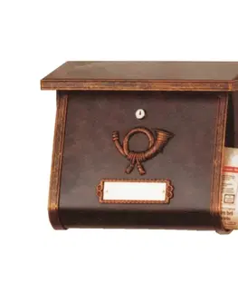 Nástěnné poštovní schránky Heibi Ozdobná poštovní schránka MULPI hnědá-zlatá patina
