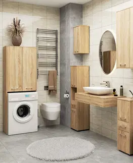 Koupelnový nábytek Ak furniture Koupelnová skříňka nad pračku Fin 2D dub sonoma