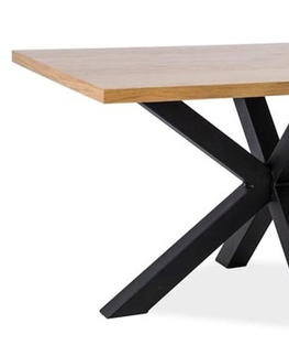 Jídelní stoly Jídelní stůl KARPOS 150x90, masiv dub/černá