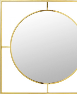 Nástěnná zrcadla KARE Design Kulaté zrcadlo se zlatým rámem Stanford Ø90cm