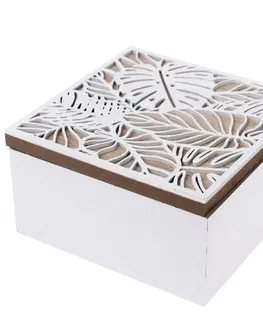 Úložné boxy Dřevěná krabička, 15 x 8 x 15 cm
