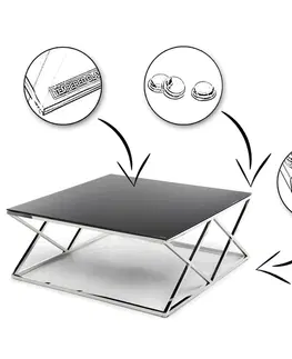 Konferenční stolky DekorStyle Konferenční stolek Timantti 110 cm stříbrný