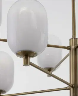 Designová závěsná svítidla NOVA LUCE závěsné svítidlo BALOR opálové sklo a mosazný kov 8xG9 9009245