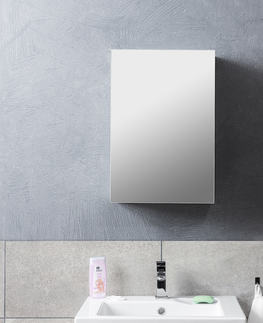 Koupelnový nábytek Závěsná skříňka GLASY 1D se zrcadlem, bílá