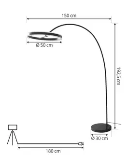 Stojací lampy Lucande Lucande Yekta LED oblouková stojací lampa, černá