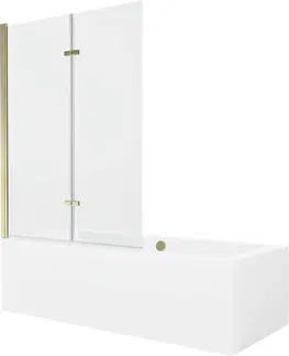 Vany MEXEN/S Cube obdélníková vana 170 x 80 cm s panelem + vanová zástěna 120 cm, transparent, zlatá 550517080X9212025000