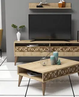 Obývací stěny a sestavy nábytku Set nábytku do obývacího pokoje LINE dub