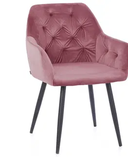 Židle HOMEDE Designová židle Argento pudrově růžová, velikost 61x44x89