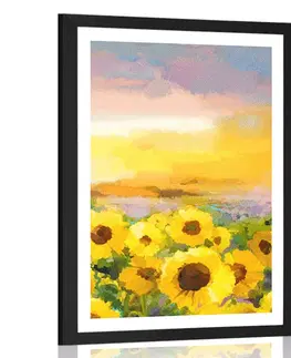 Květiny Plakát s paspartou slunečnicové pole
