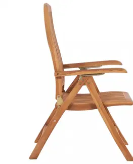 Zahradní židle Skládací zahradní židle s poduškami 8 ks teak / látka Dekorhome Světle zelená