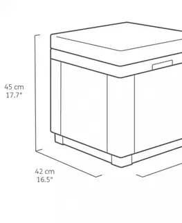 Taburety Keter Cube úložný puf s poduškou grafitový