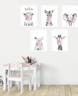 Obrazy do dětského pokoje Obraz na zeď - Žirafa s růžovou bublinou