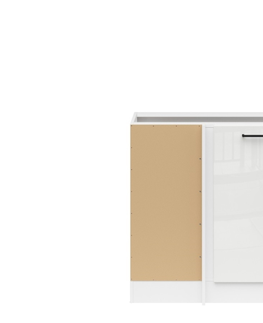 Kuchyňské linky JAMISON, skříňka dolní rohová 100 cm bez pracovní desky, levá, bílá/bílá křída lesk 