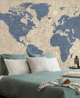 Samolepící tapety Samolepící tapeta mapa světa s kompasem v retro stylu