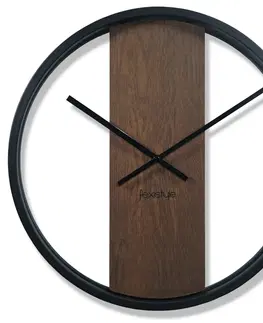 Nástěnné hodiny Hnědé dřevěné nástěnné hodiny o průměru 50cm