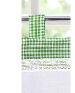 Záclony Forbyt, Hotová záclona, Kostička a krajka, zelená, 40 x 80 cm