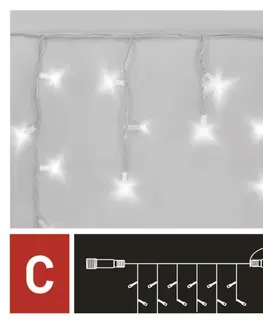 Rampouchy a krápníky EMOS Profi LED spojovací řetěz blikající bílý – rampouchy, 3 m, venkovní, studená bílá D2CC04