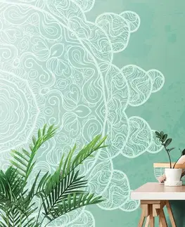 Samolepící tapety Samolepící tapeta zelená arabeska na abstraktním pozadí