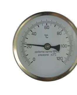 Koupelna MEREO Teploměr bimetalový DN 100, 0 120 °C, zadní vývod 1/2", jímka 50 mm PR3054