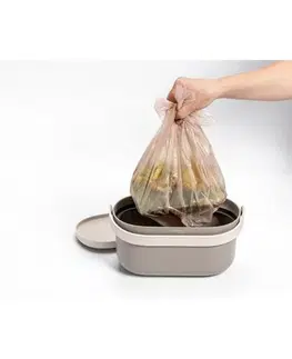 Odpadkové koše Plastia Nádoba na bioodpad s rámečkem a sáčky, taupe s kávovou sedlinou, 3,1 l 