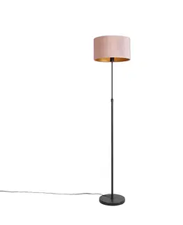 Stojaci lampy Stojací lampa černá s velurovým odstínem růžová se zlatem 35 cm - Parte