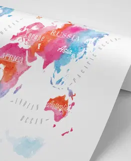 Tapety mapy Tapeta mapa světa v akvarelovém provedení
