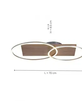 Designová stropní svítidla PAUL NEUHAUS LED stropní svítidlo, dřevo, CCT, dálkový ovladač, do interiéru 2700-5000K