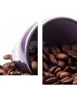 Obrazy jídla a nápoje 5-dílný obraz šálky s kávovými zrnky