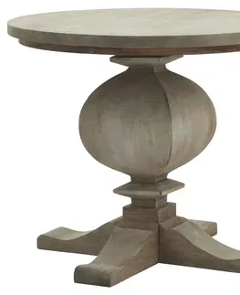 Luxusní a designové příruční stolky Estila Luxusní venkovský kulatý příruční stolek Antiquités Francaises s ručně vyřezávanou nohou z masivního dřeva světle hnědá 60 cm