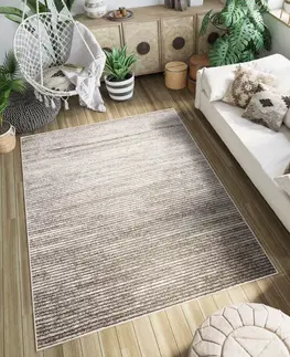 Moderní koberce Moderní koberec v hnědých odstínech s tenkými proužky Šířka: 140 cm | Délka: 200 cm