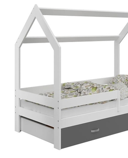 Postele Dětská postel SPECIOSA D3 80x160 v barvě bílé se zásuvkou: šedá