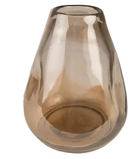 Dekorativní vázy Hnědá ručně foukaná skleněná váza - Ø 13*16 cm Clayre & Eef 6GL4092CH