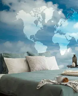 Samolepící tapety Samolepící tapeta mapa světa s nebeským pozadím