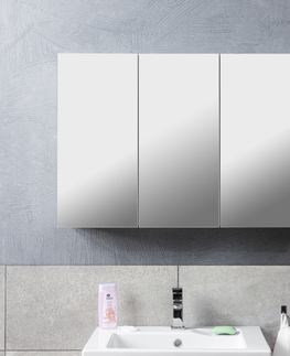 Koupelnový nábytek Závěsná skříňka GLASY 3D se zrcadlem, bílá