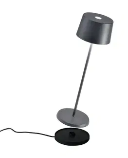 Venkovní osvětlení terasy Zafferano Zafferano Olivia 3K dobíjecí stolní lampa IP65 šedá
