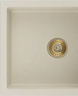 Sifony k pračkám MEXEN/S Leo granitový dřez 1 s odkapávačem 900x500 mm, béžová,+ zlatý sifon 6501901010-69-G