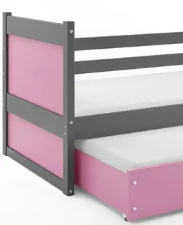 Postele BMS Dětská postel s přistýlkou RICO 2 | šedá 90 x 200 cm Barva: Růžová