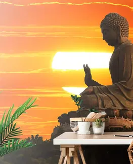 Tapety Feng Shui Tapeta socha Budhy při západu slunce