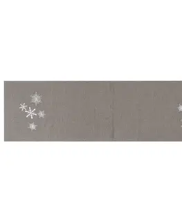 Ubrusy BO-MA Trading Vánoční běhoun Vločky šedá, 40 x 140 cm