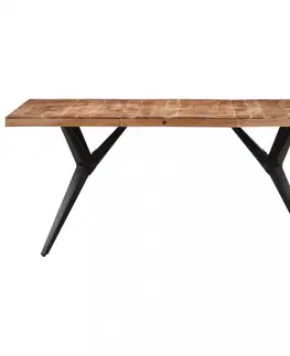 Jídelní stoly Jídelní stůl masivní dřevo / ocel Dekorhome 160x80x76 cm