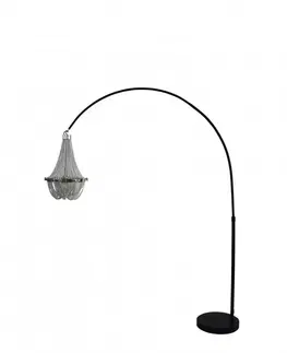 Designové a luxusní stojící lampy Estila Moderní stojací lampa Lincoln z jemných kovových řetězů stříbrné barvy 189-204cm