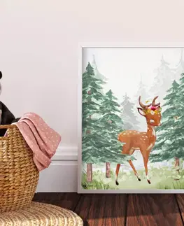 Obrazy do dětského pokoje Obraz na zeď do dětského pokoje - jelen v lese
