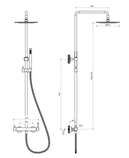 Sprchy a sprchové panely OMNIRES Y sprchový systém s baterií, kartáčovaná mosaz BSB Y1244MBSB