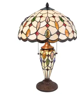 Stolní lampy Clayre&Eef Stolní lampa 5182 s barevným stínidlem Tiffany