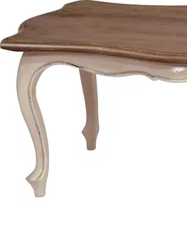 Designové a luxusní konferenční stolky Estila Konferenční stolek Antoinette v luxusním provence stylu s vanilkovým nátěrem na masivním mahagonovém dřevě 115cm